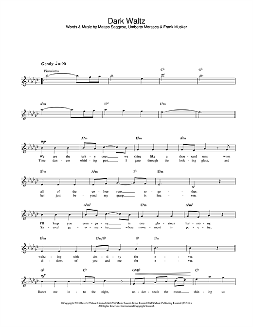Hayley Westenra Dark Waltz sheet music notes printable PDF score