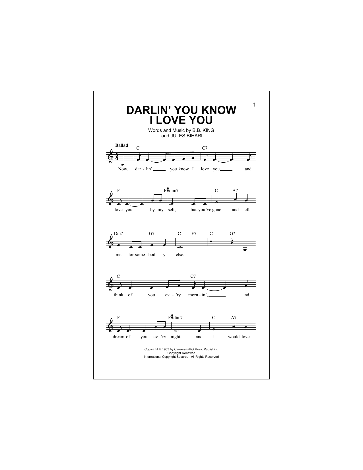 Download B.B. King Darlin' You Know I Love You Sheet Music