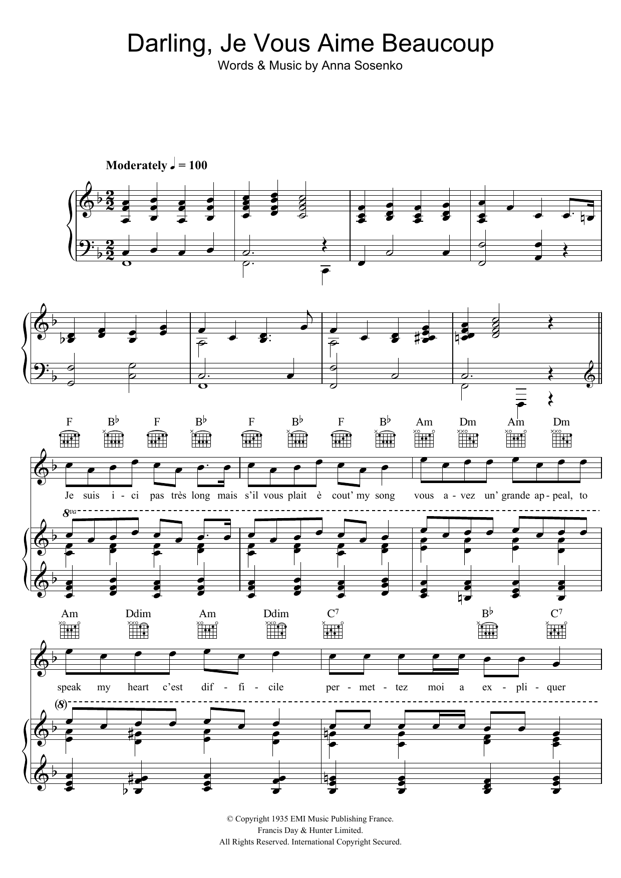 Download Bing Crosby Darling Je Vous Aime Beaucoup Sheet Music