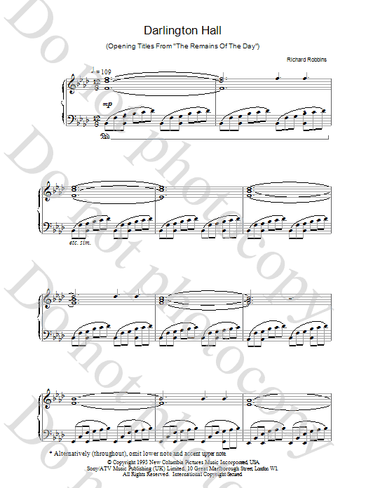 Robbins,R Darlington Hall sheet music notes printable PDF score