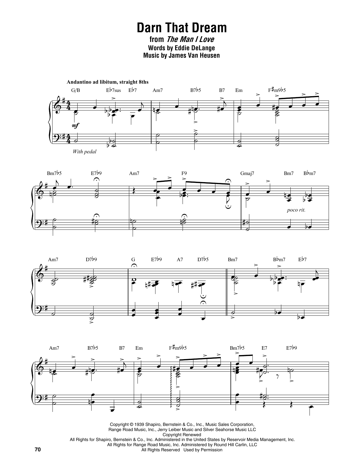 Thelonious Monk Darn That Dream sheet music notes printable PDF score