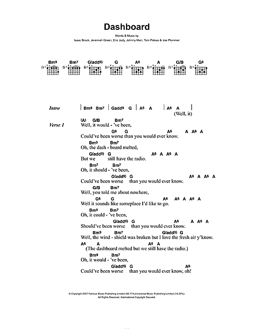 Download Modest Mouse Dashboard Sheet Music