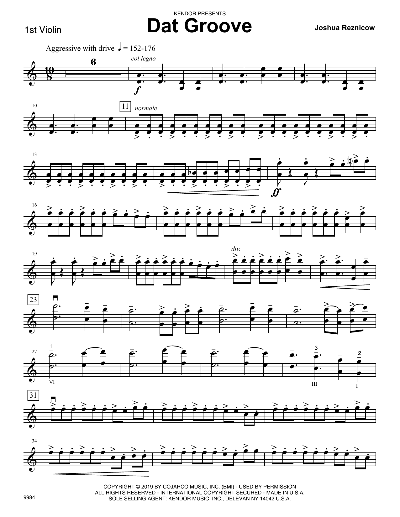 Download Joshua Reznicow Dat Groove - 1st Violin Sheet Music