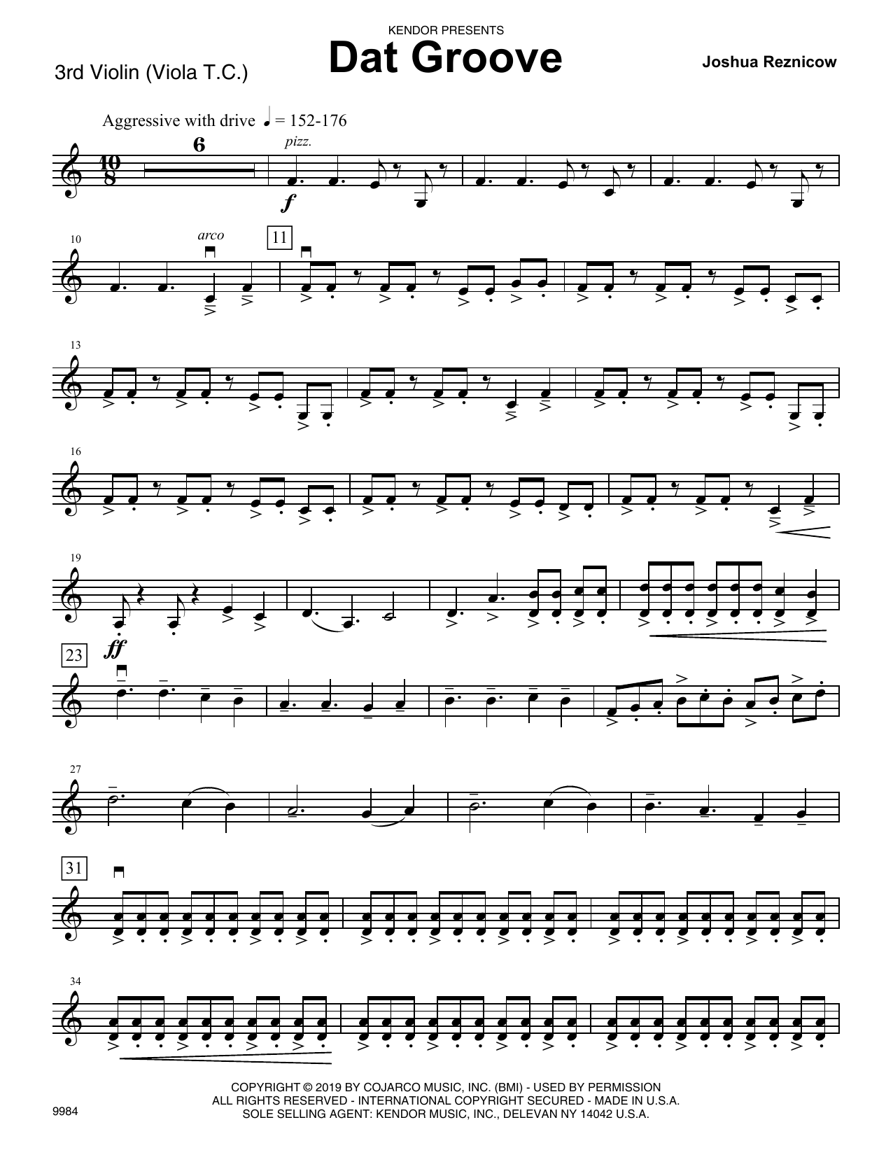 Download Joshua Reznicow Dat Groove - Violin 3 (Viola T.C.) Sheet Music