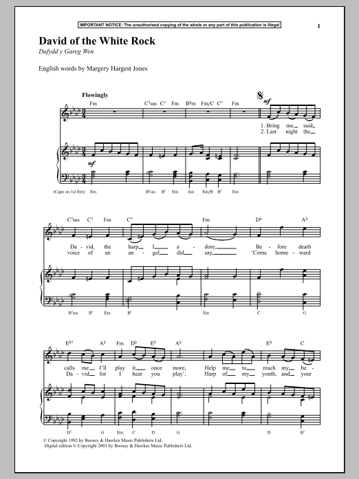 Download Anonymous David Of The White Rock Sheet Music
