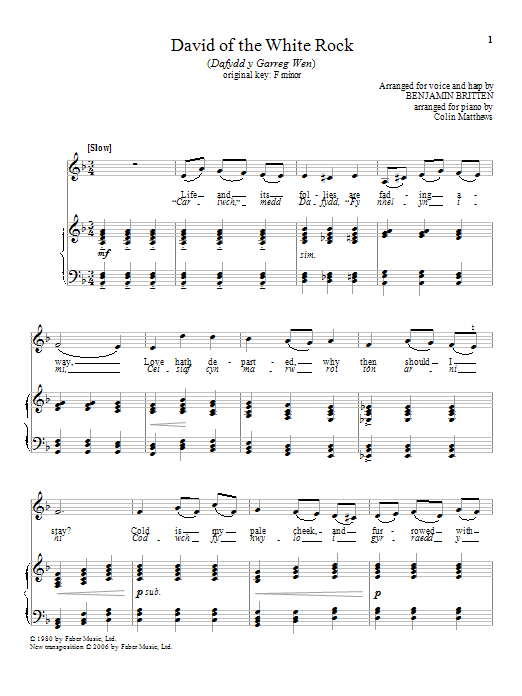 Download Benjamin Britten David of the White Rock Sheet Music