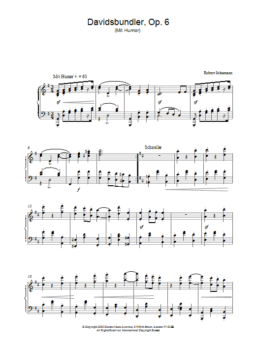 Download Robert Schumann Davidsbundler, Op. 6 (Mit Humor) Sheet Music