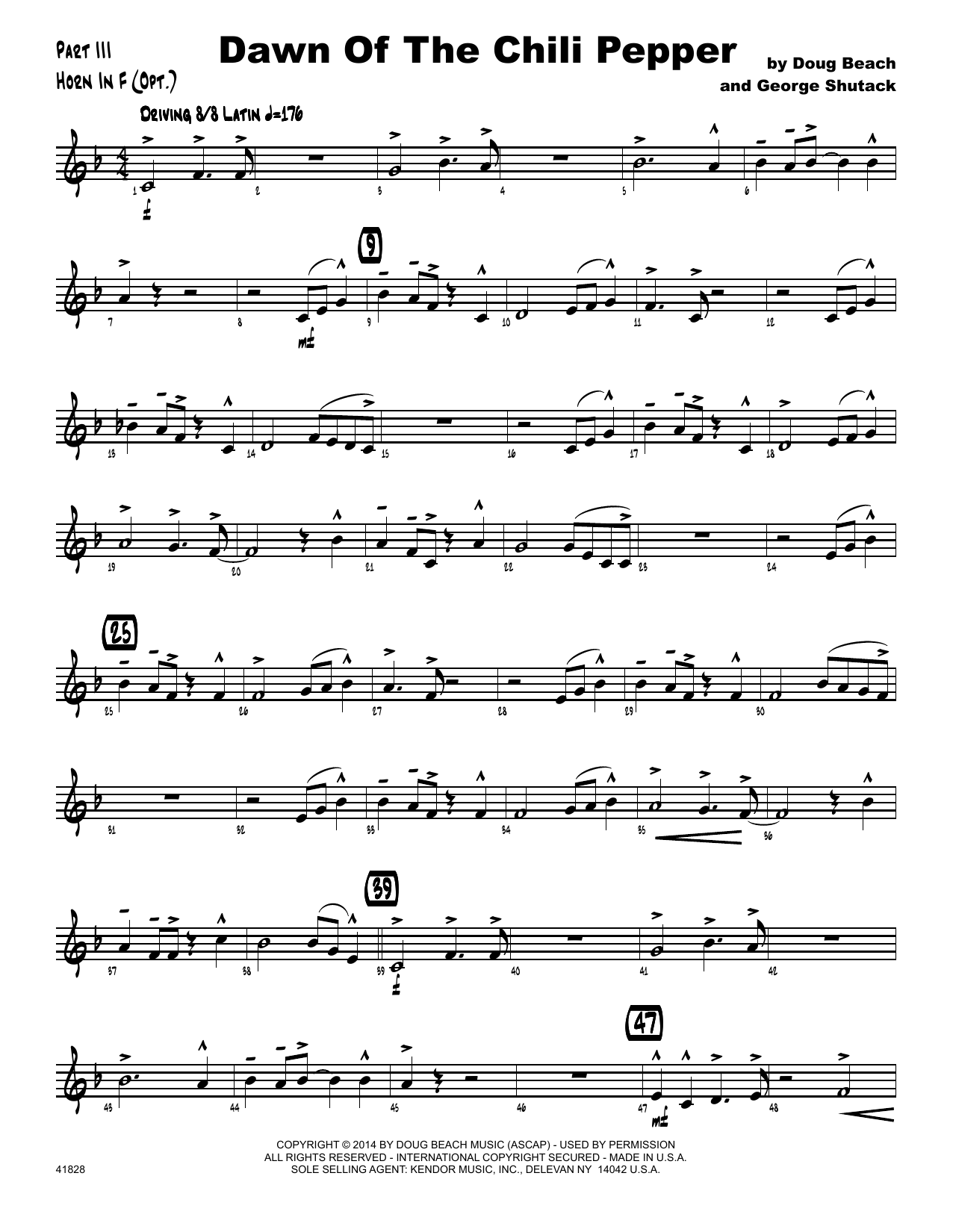 Download Doug Beach Dawn Of The Chili Pepper - Horn in F Sheet Music