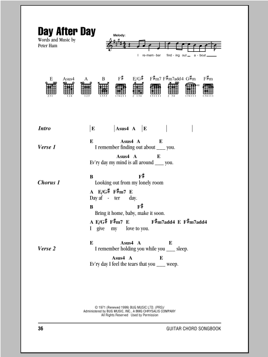 Download Badfinger Day After Day Sheet Music