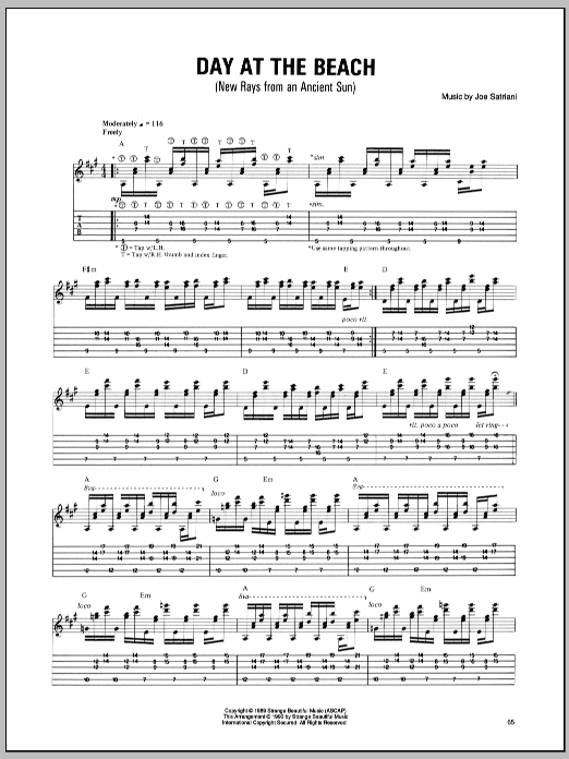 Download Joe Satriani Day At The Beach (New Rays From An Anci Sheet Music