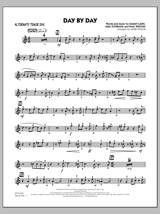 Download Mark Taylor Day by Day - Alternate Tenor Sax Sheet Music