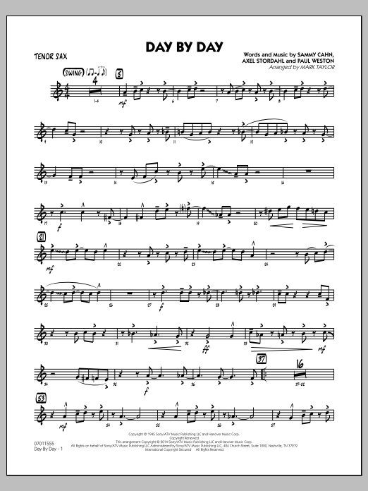 Download Mark Taylor Day by Day - Tenor Sax Sheet Music