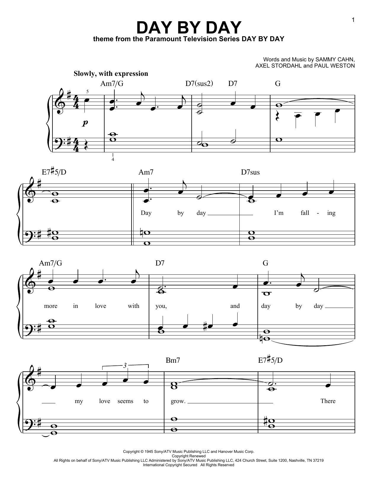 Download Frank Sinatra Day By Day Sheet Music