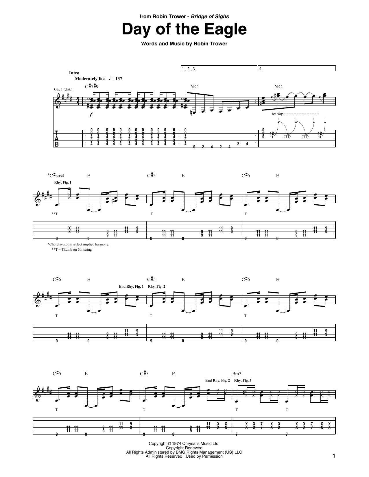 Download Robin Trower Day Of The Eagle Sheet Music