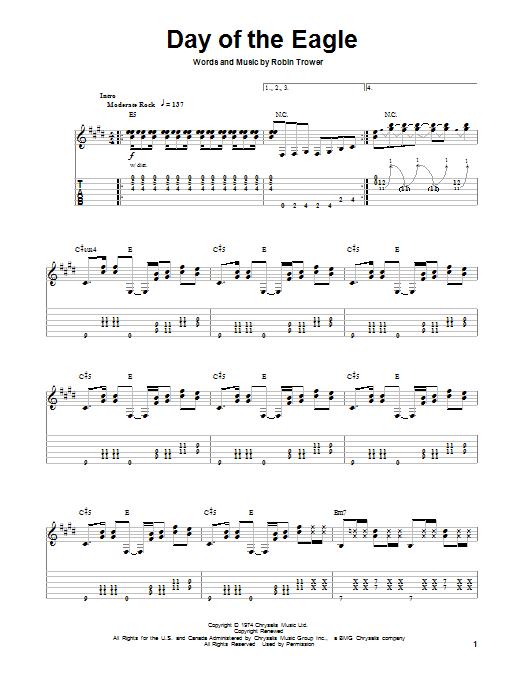 Download Robin Trower Day Of The Eagle Sheet Music