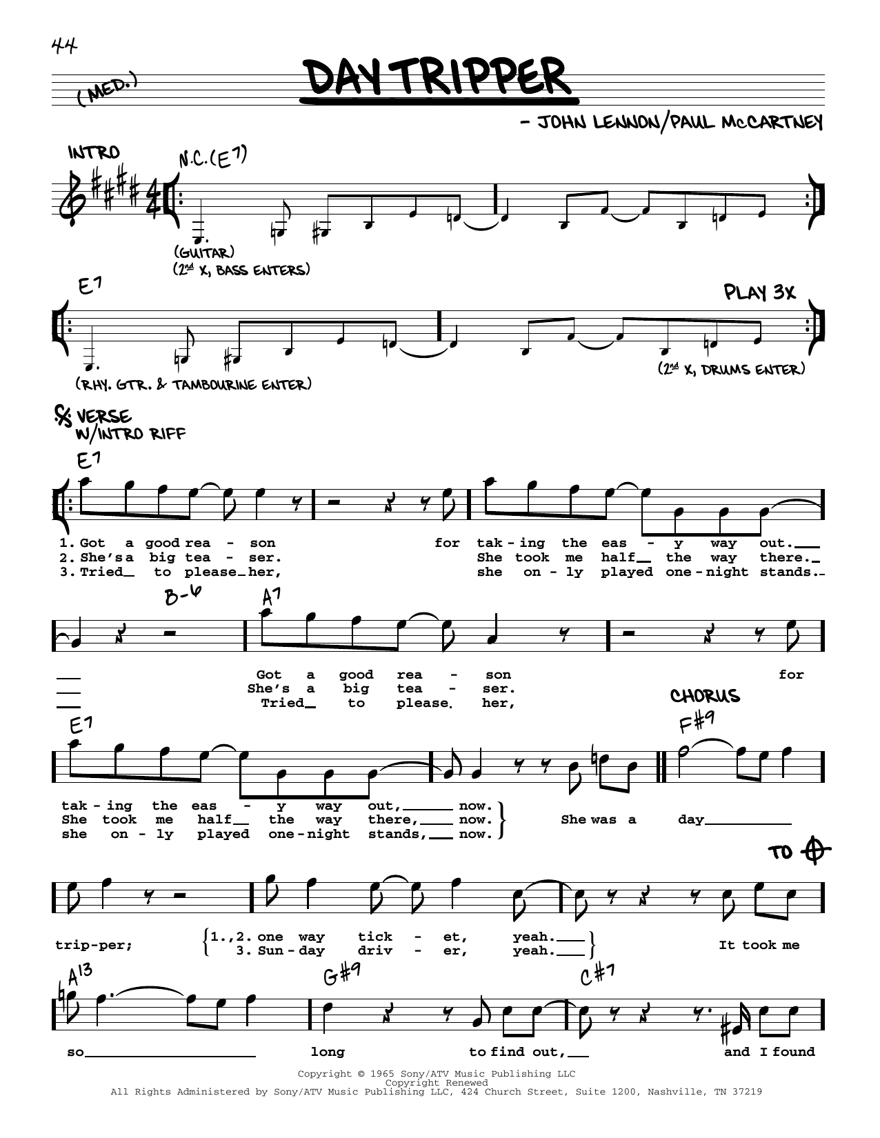 Download The Beatles Day Tripper [Jazz version] Sheet Music