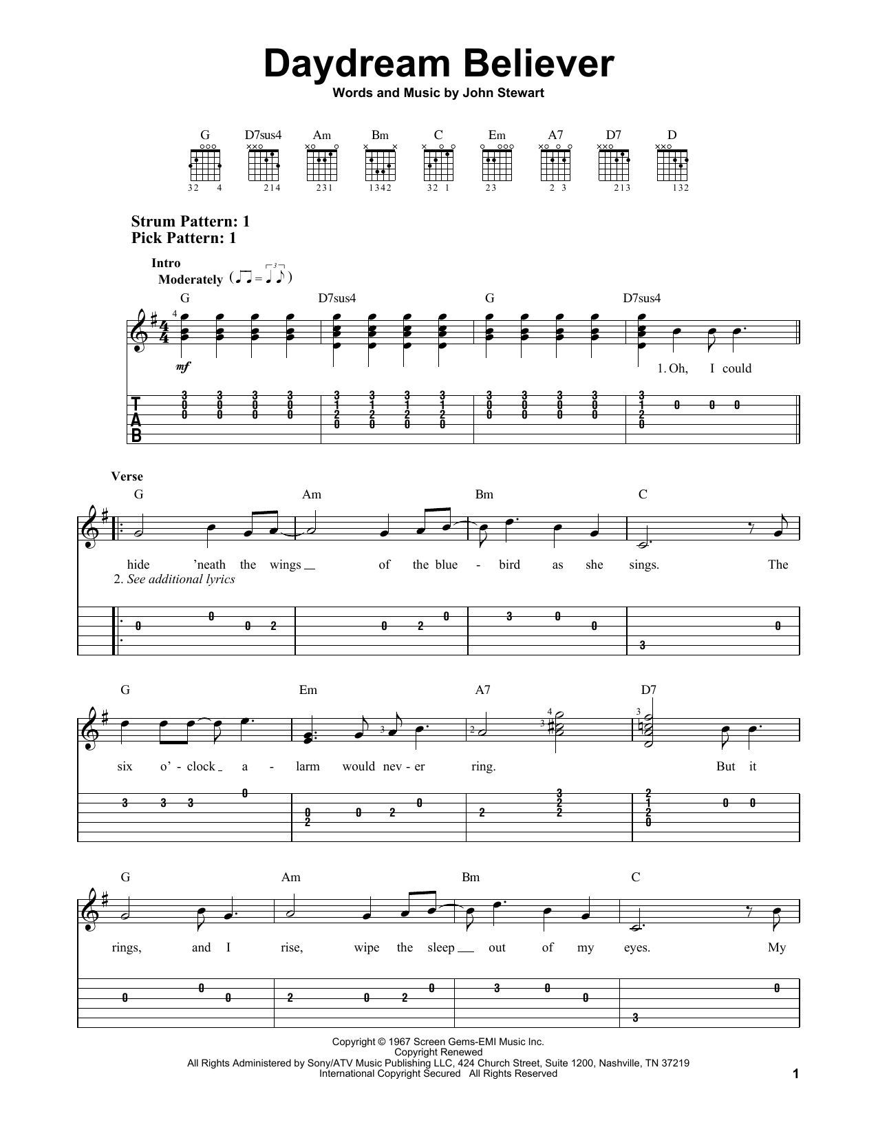 Download The Monkees Daydream Believer Sheet Music
