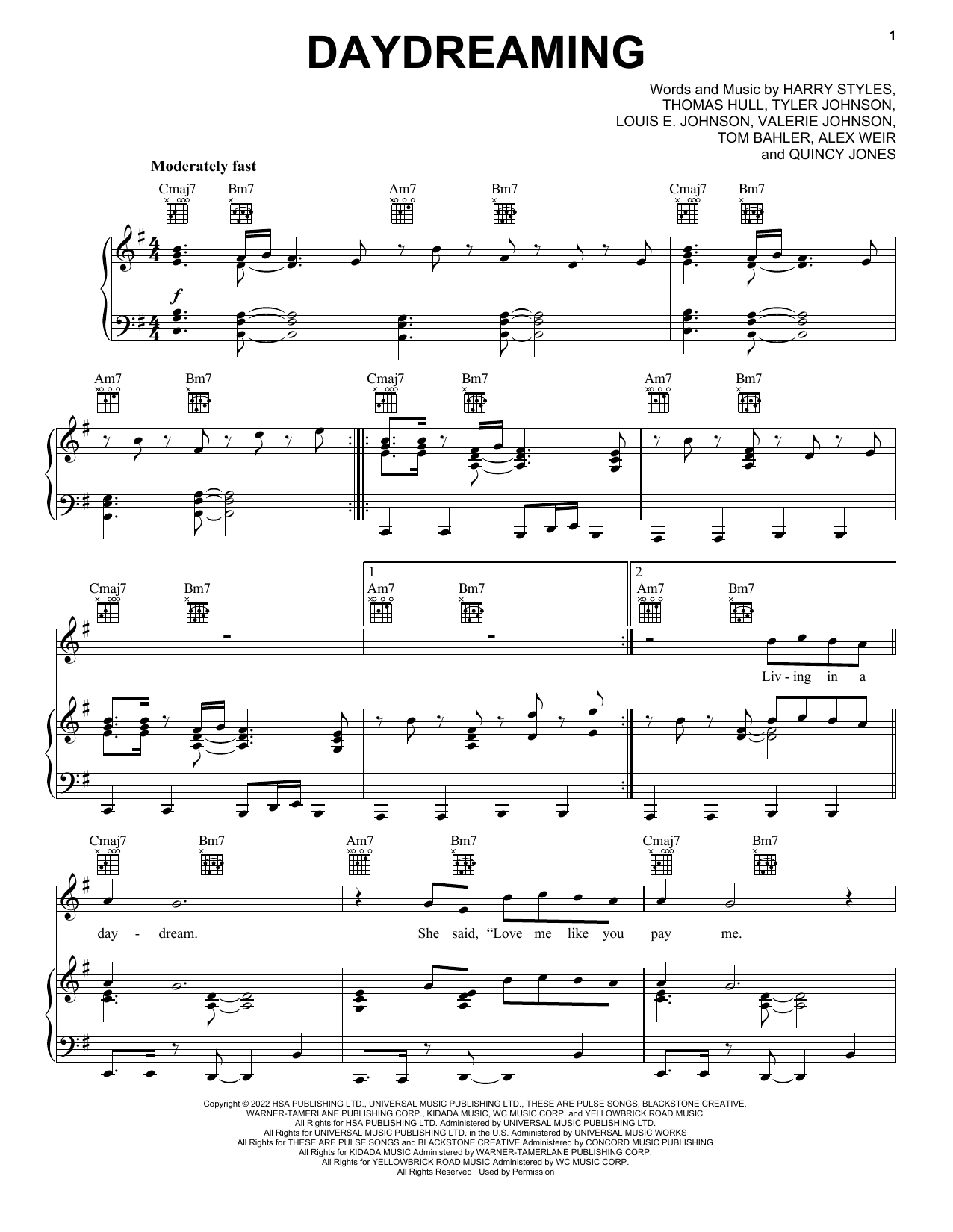 Download Harry Styles Daydreaming Sheet Music