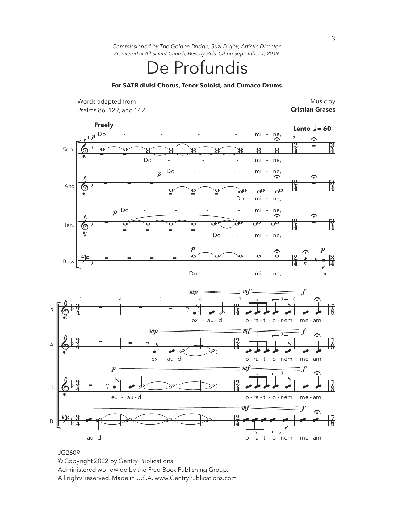 Download Cristian Grases De Profundis Sheet Music