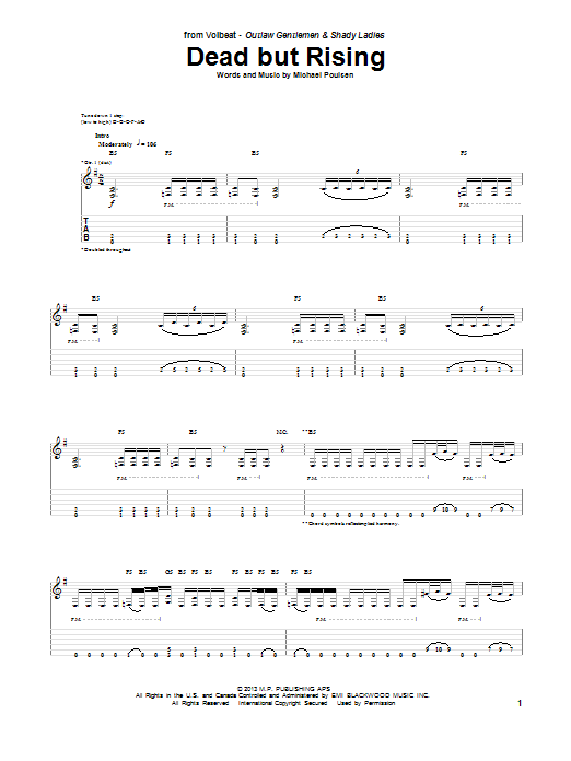 Download Volbeat Dead But Rising Sheet Music
