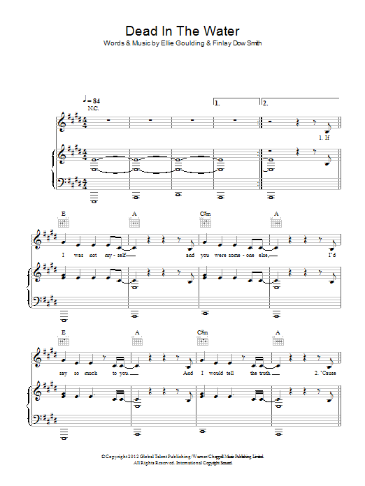 Download Ellie Goulding Dead In The Water Sheet Music