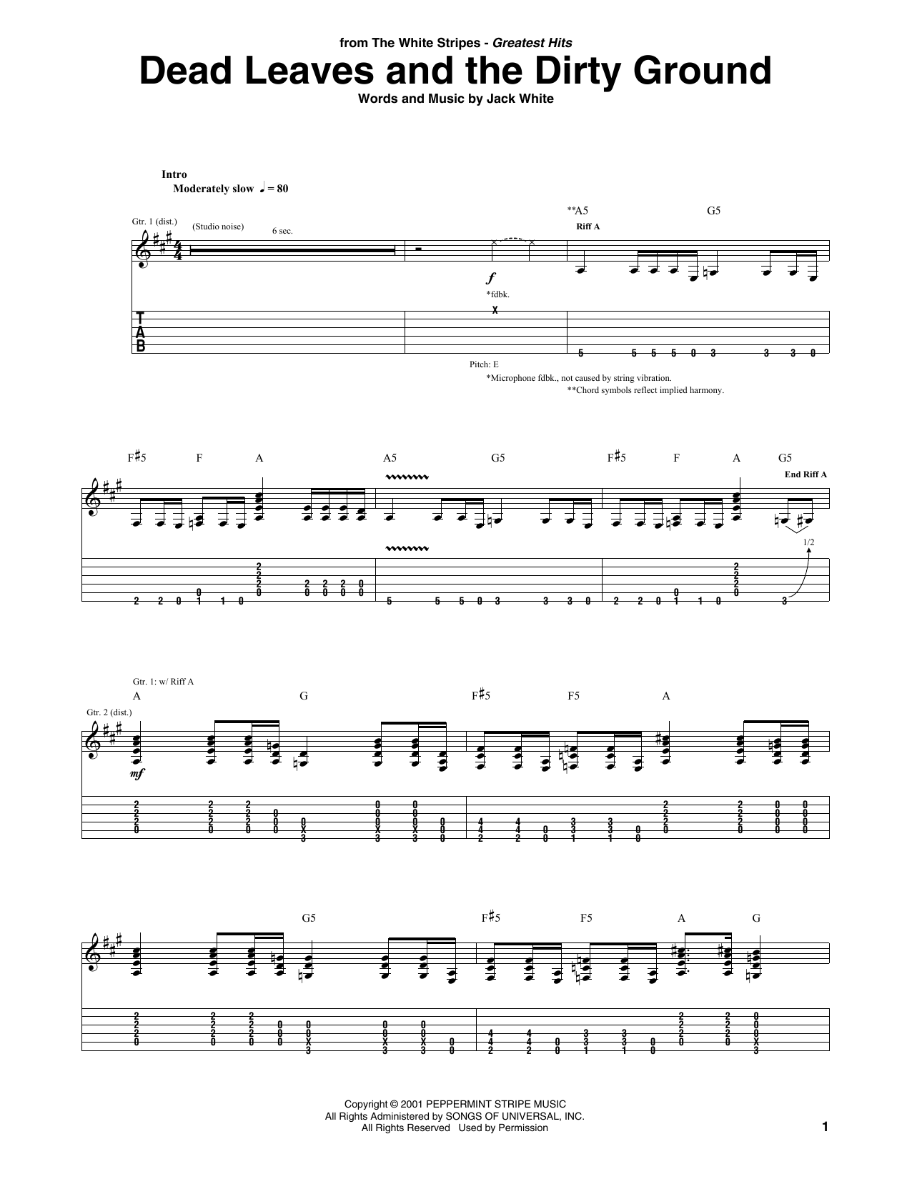Download The White Stripes Dead Leaves And The Dirty Ground Sheet Music