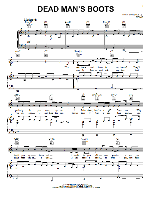 Download Sting Dead Man's Boots Sheet Music