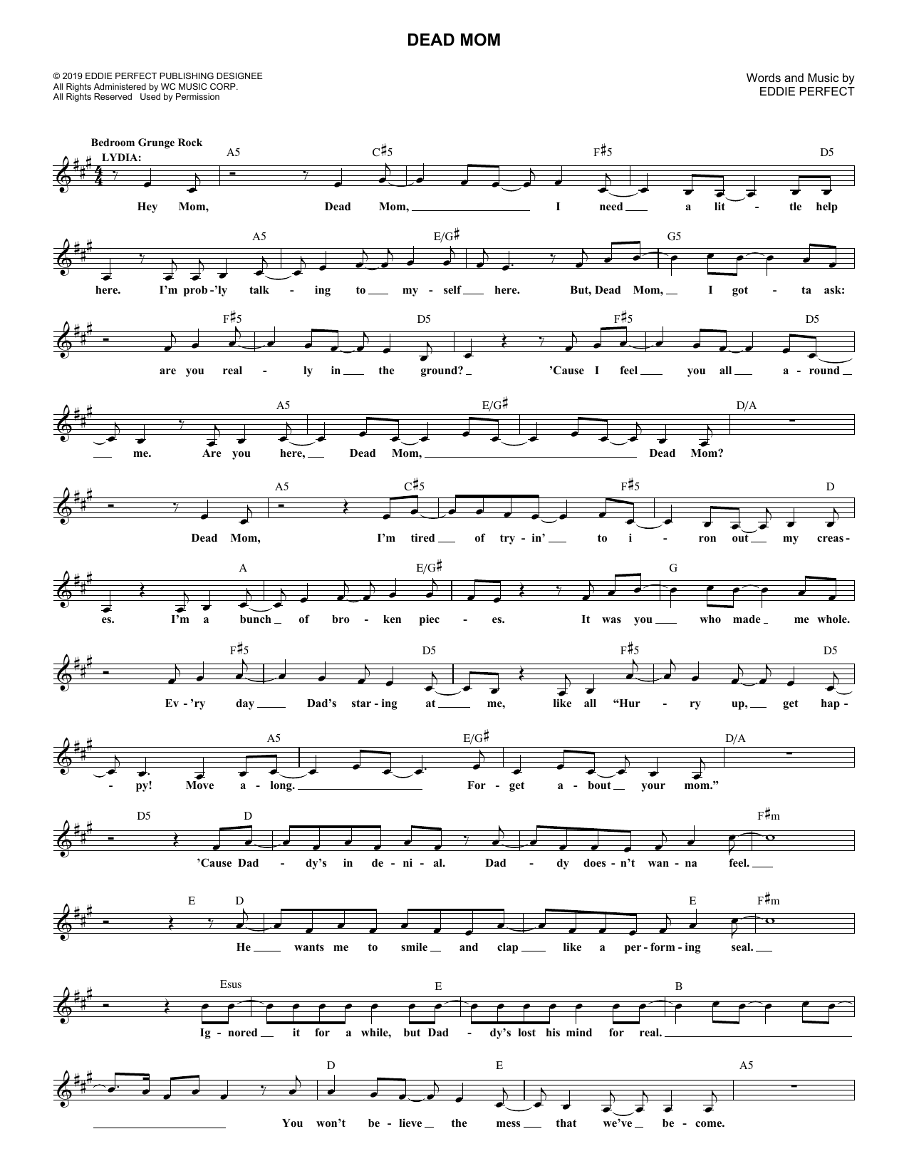 Download Eddie Perfect Dead Mom (from Beetlejuice The Musical) Sheet Music