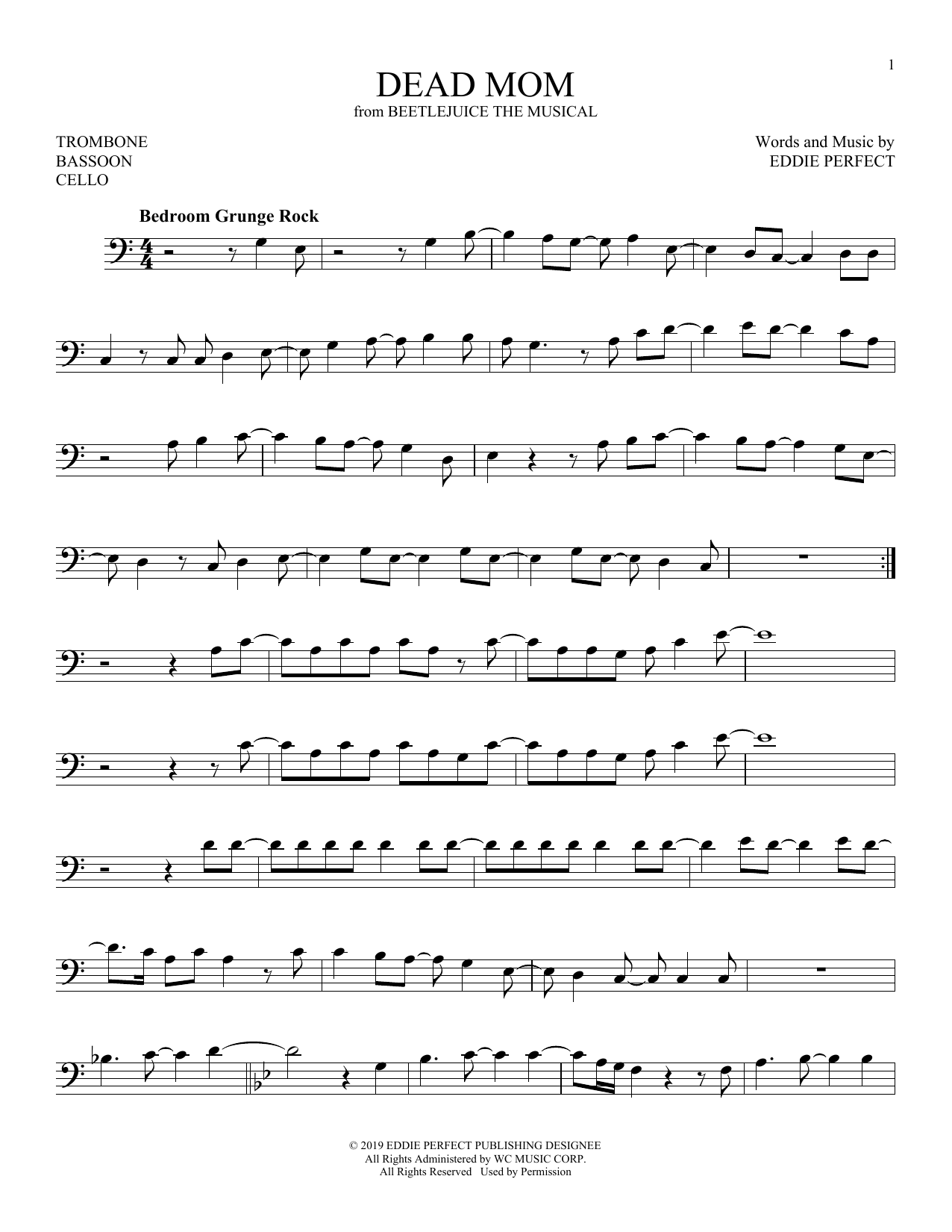 Download Eddie Perfect Dead Mom (from Beetlejuice The Musical) Sheet Music