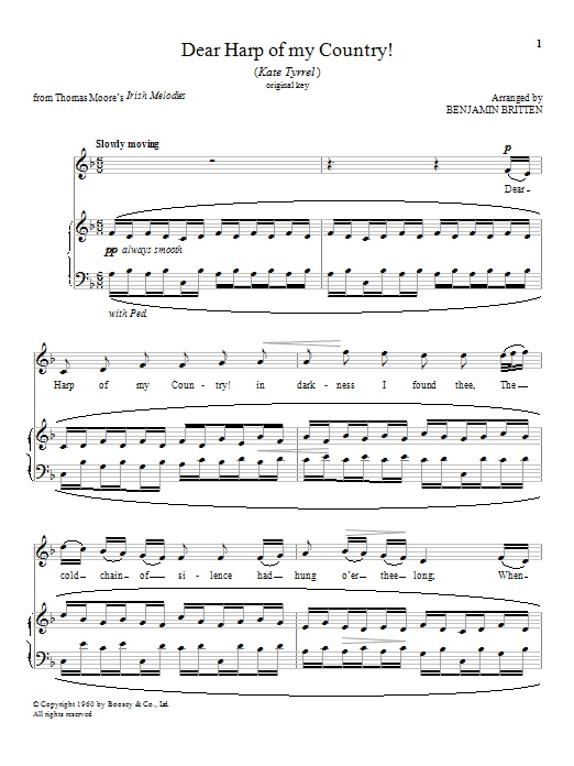 Download Benjamin Britten Dear Harp of my Country! Sheet Music