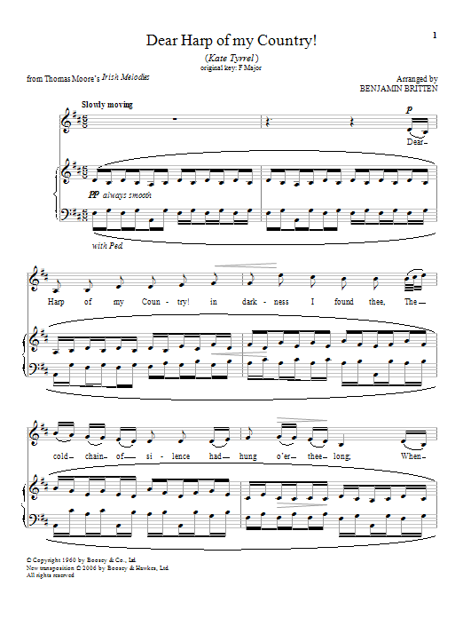 Download Benjamin Britten Dear Harp of my Country! Sheet Music