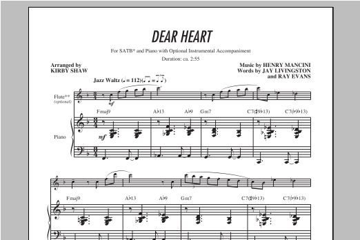 Download Henry Mancini Dear Heart (arr. Kirby Shaw) Sheet Music