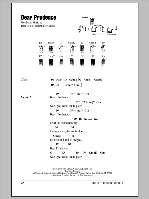 Download The Beatles Dear Prudence Sheet Music