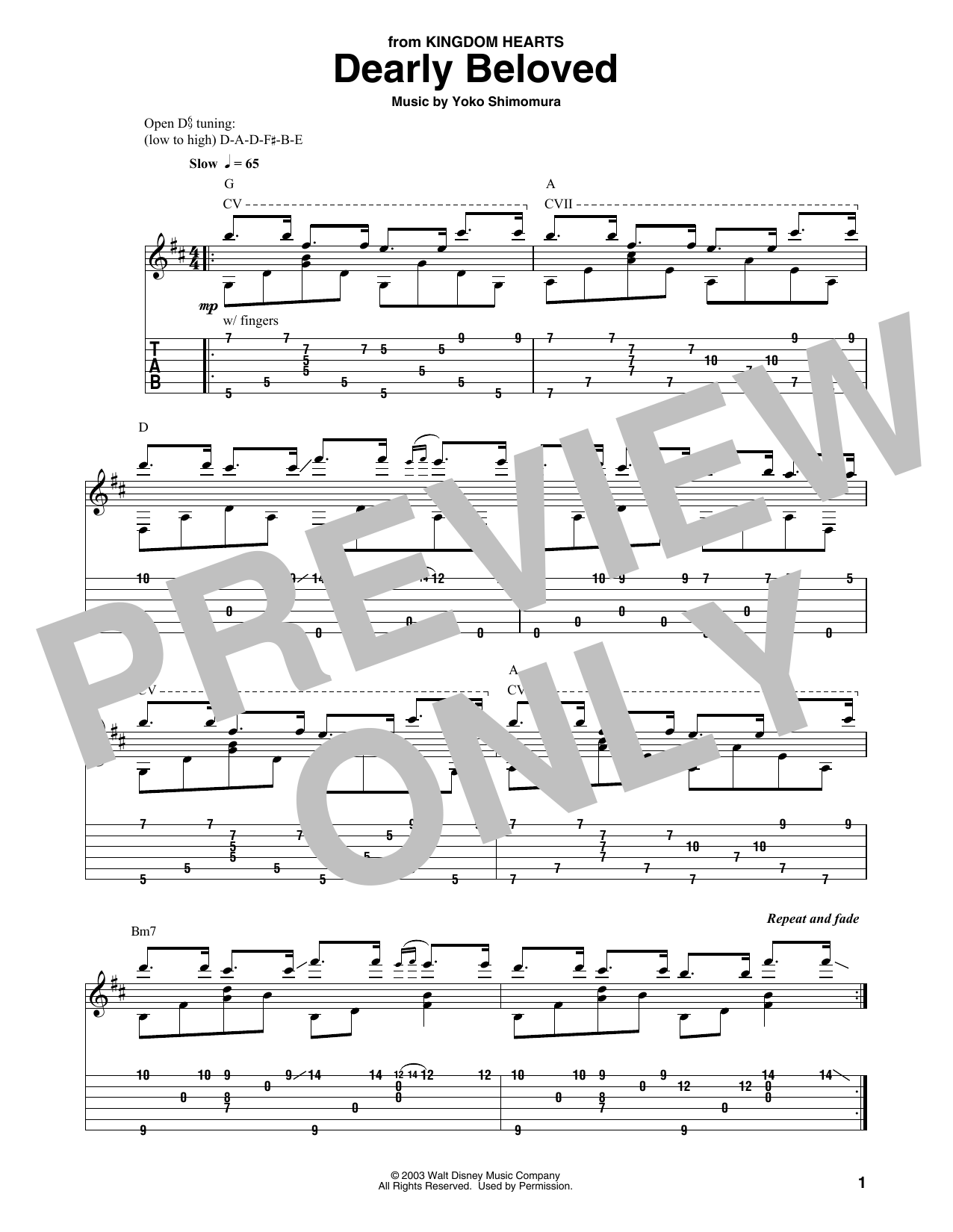 Download Yoko Shimomura Dearly Beloved (from Kingdom Hearts) Sheet Music