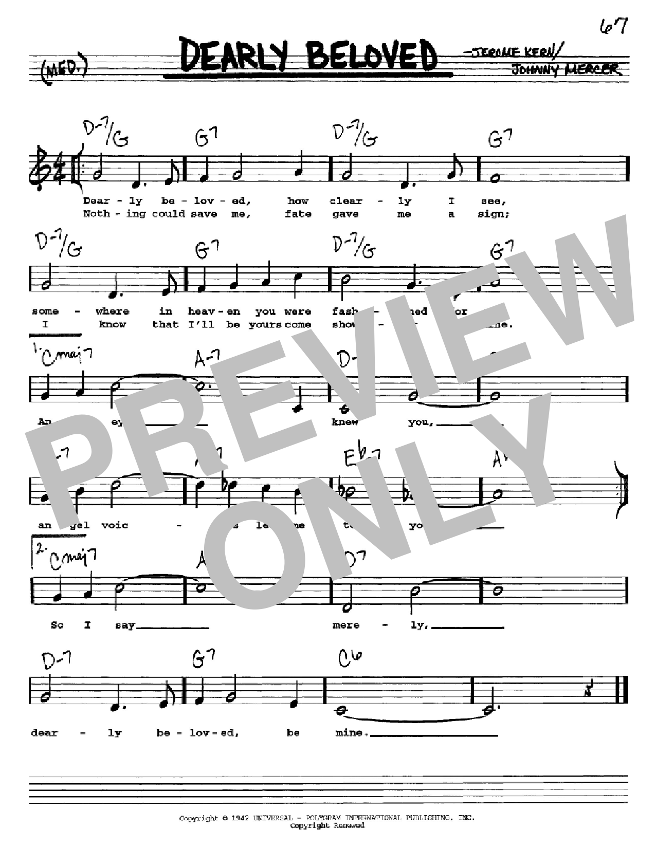 Download Jerome Kern Dearly Beloved Sheet Music