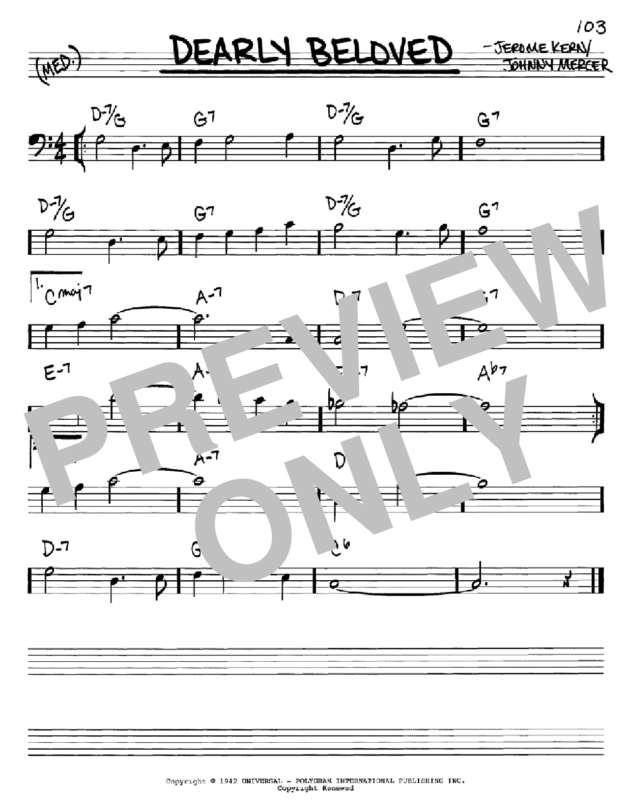 Download Jerome Kern Dearly Beloved Sheet Music