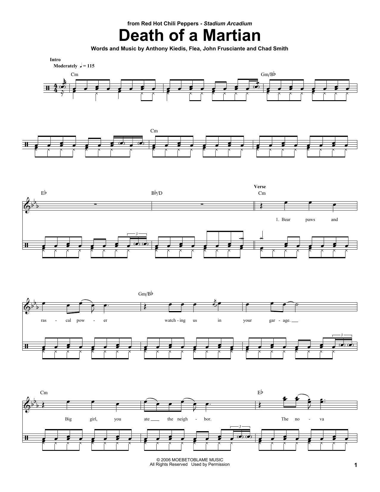 Download Red Hot Chili Peppers Death Of A Martian Sheet Music