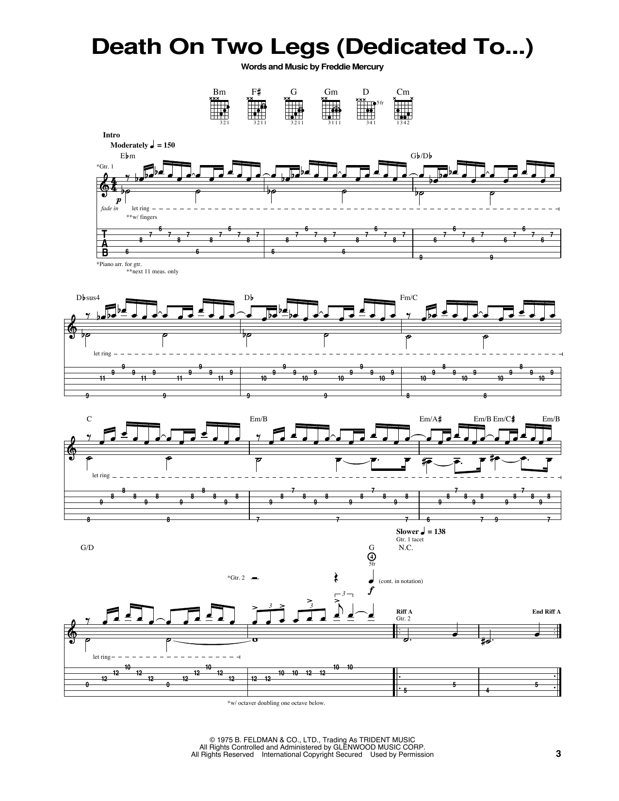 Download Queen Death On Two Legs Sheet Music