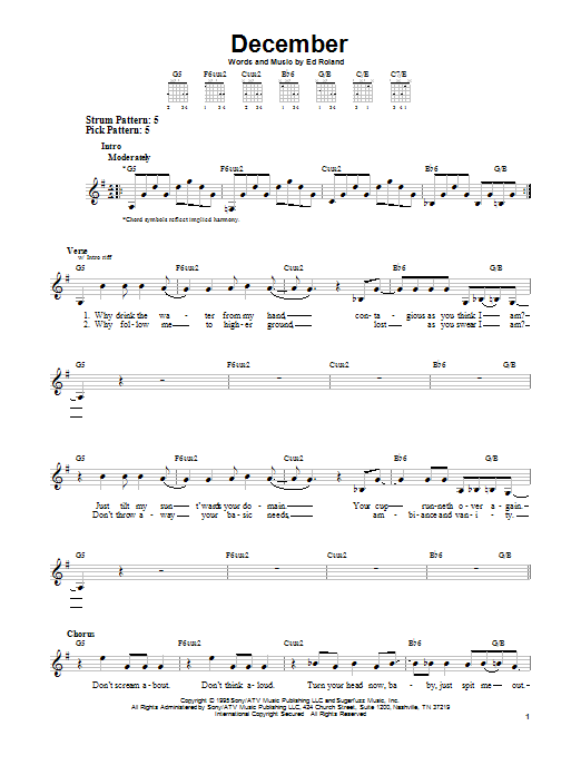 Download Collective Soul December Sheet Music