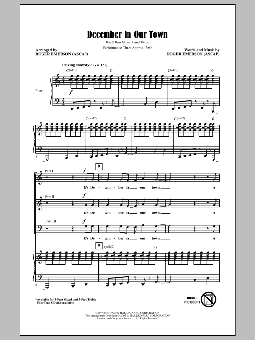 Download Roger Emerson December In Our Town Sheet Music