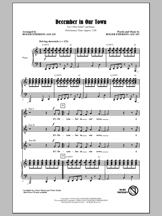 Download Roger Emerson December In Our Town Sheet Music
