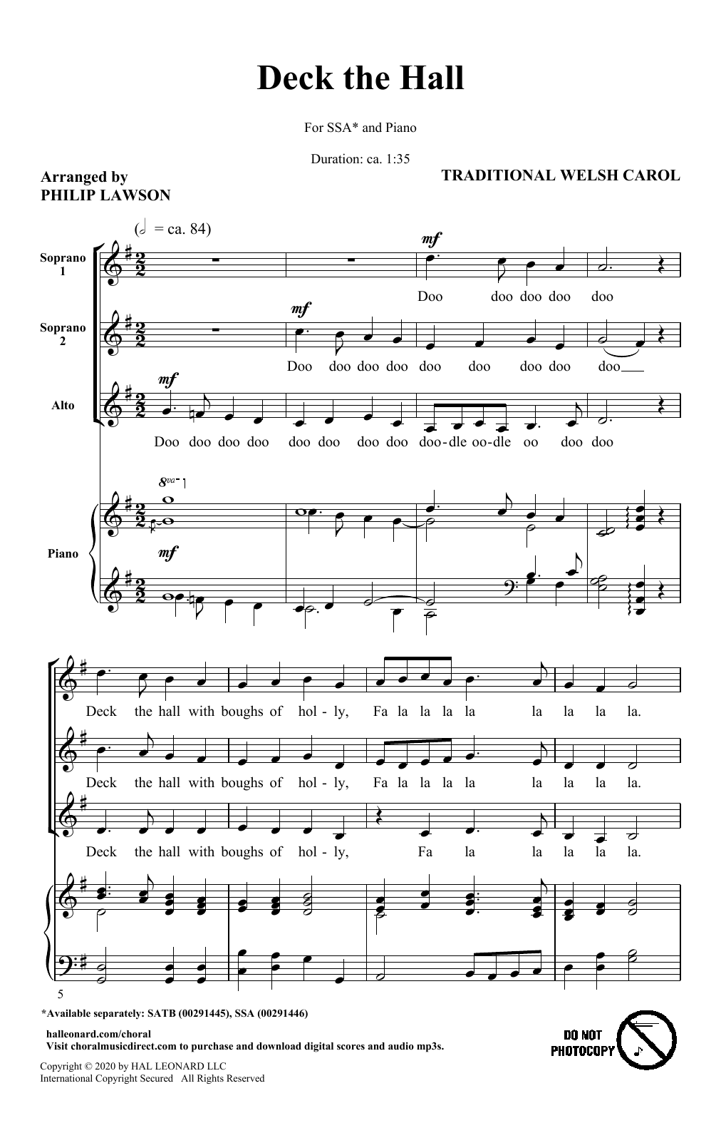 Download Traditional Welsh Carol Deck The Hall (arr. Philip Lawson) Sheet Music