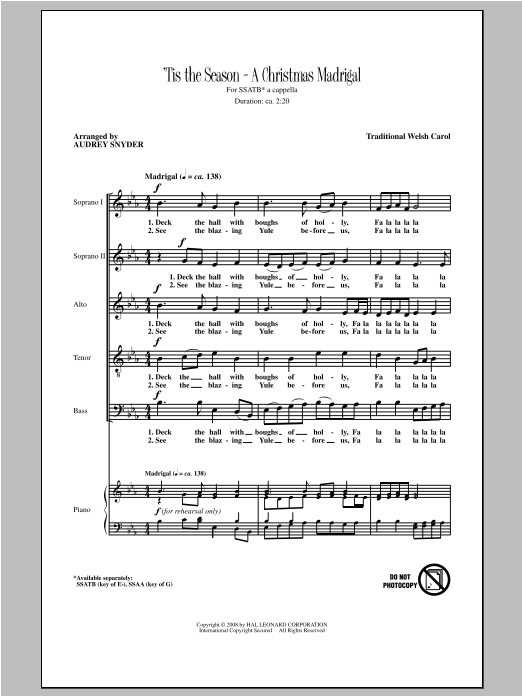 Download Traditional Carol Deck The Halls (arr. Audrey Snyder) Sheet Music