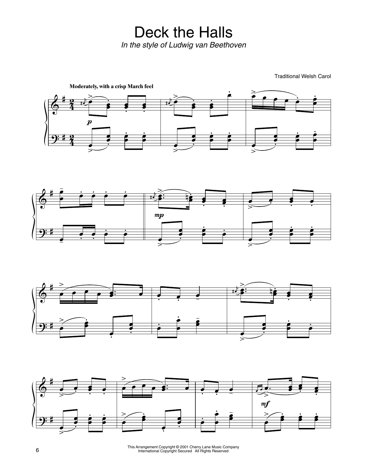 Download Traditional Welsh Carol Deck The Hall (in the style of Ludwig v Sheet Music
