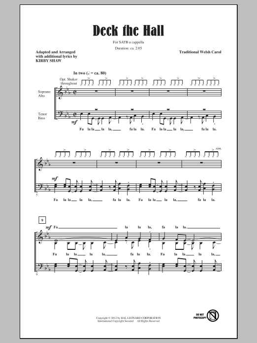 Download Kirby Shaw Deck The Hall Sheet Music