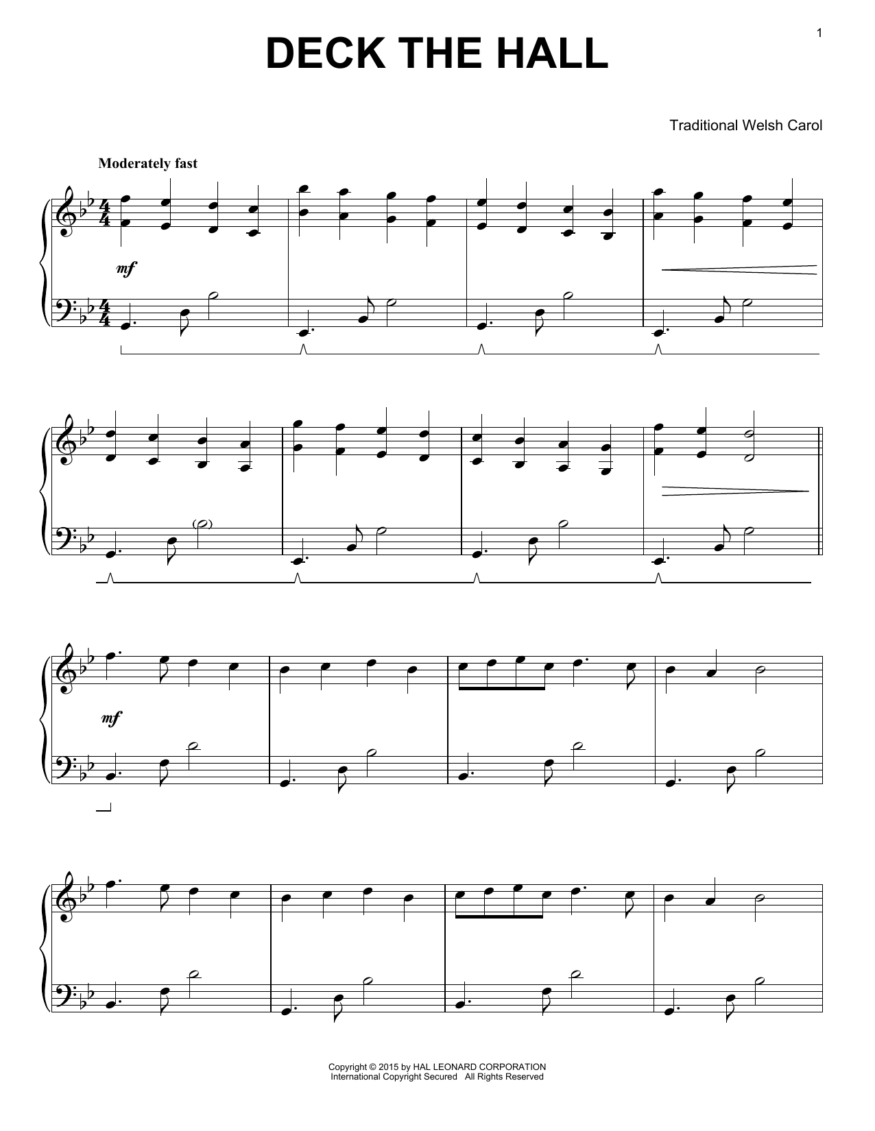Download Traditional Carol Deck The Hall Sheet Music
