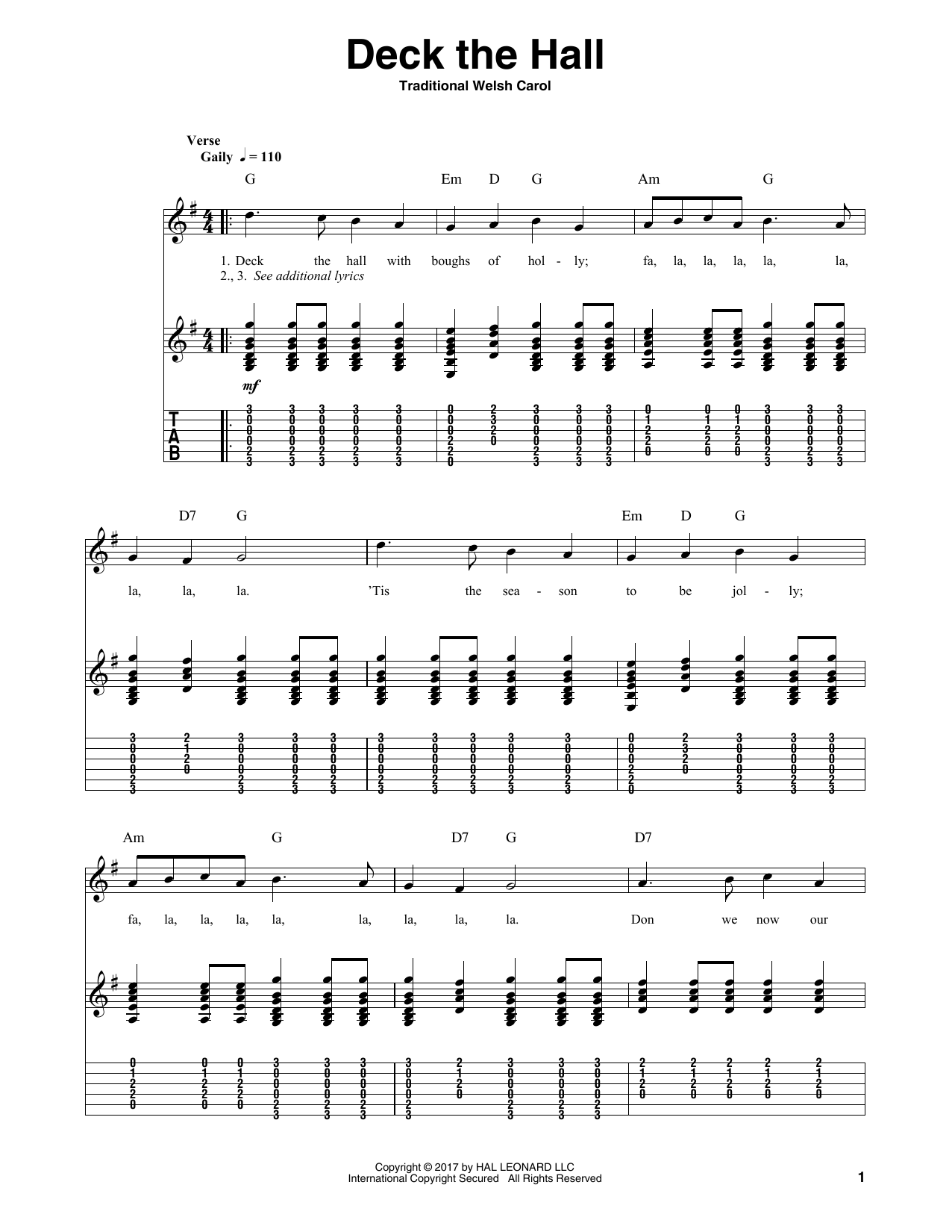 Download Traditional Welsh Carol Deck The Hall Sheet Music