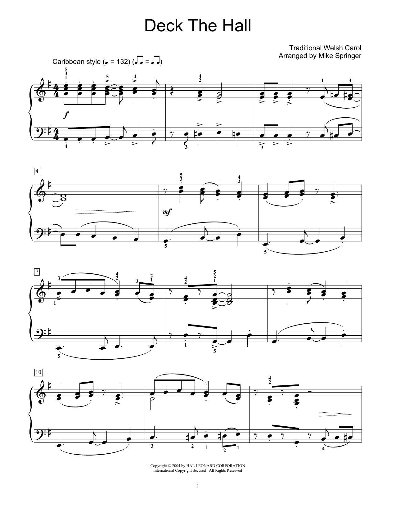 Download Traditional Welsh Carol Deck The Hall Sheet Music