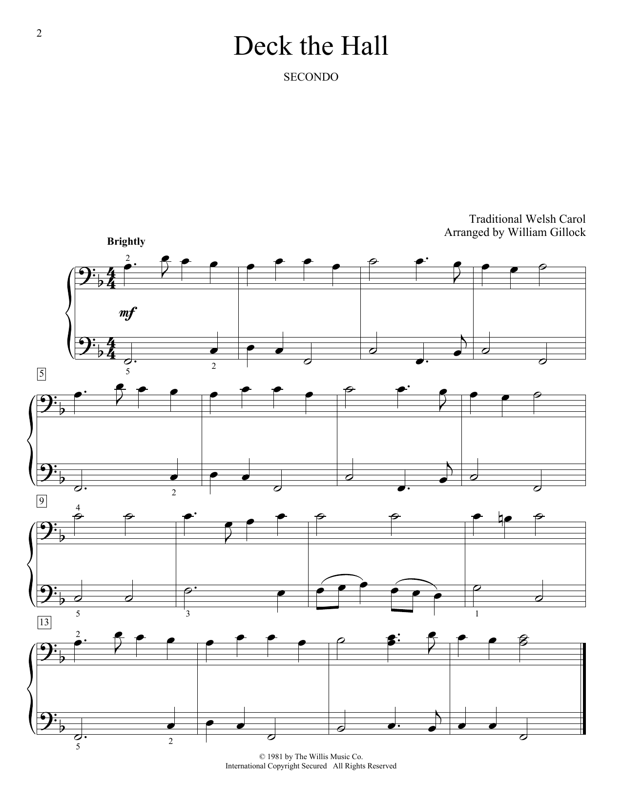 Download William Gillock Deck The Hall Sheet Music