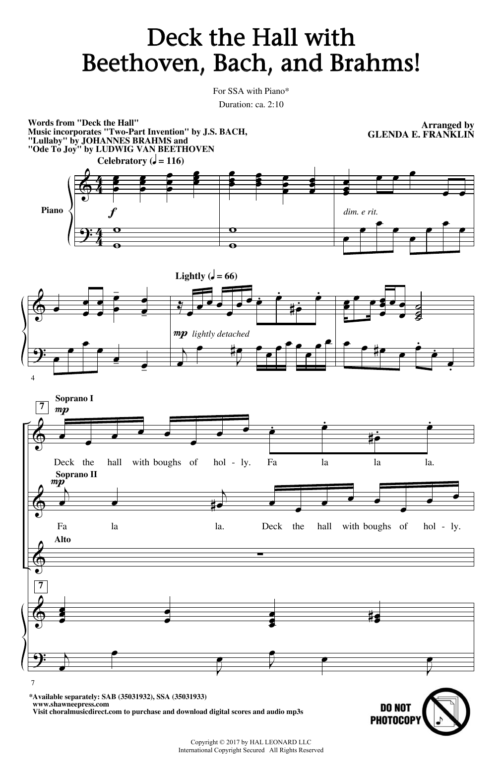 Download Glenda E. Franklin Deck The Hall With Beethoven, Bach, and Sheet Music